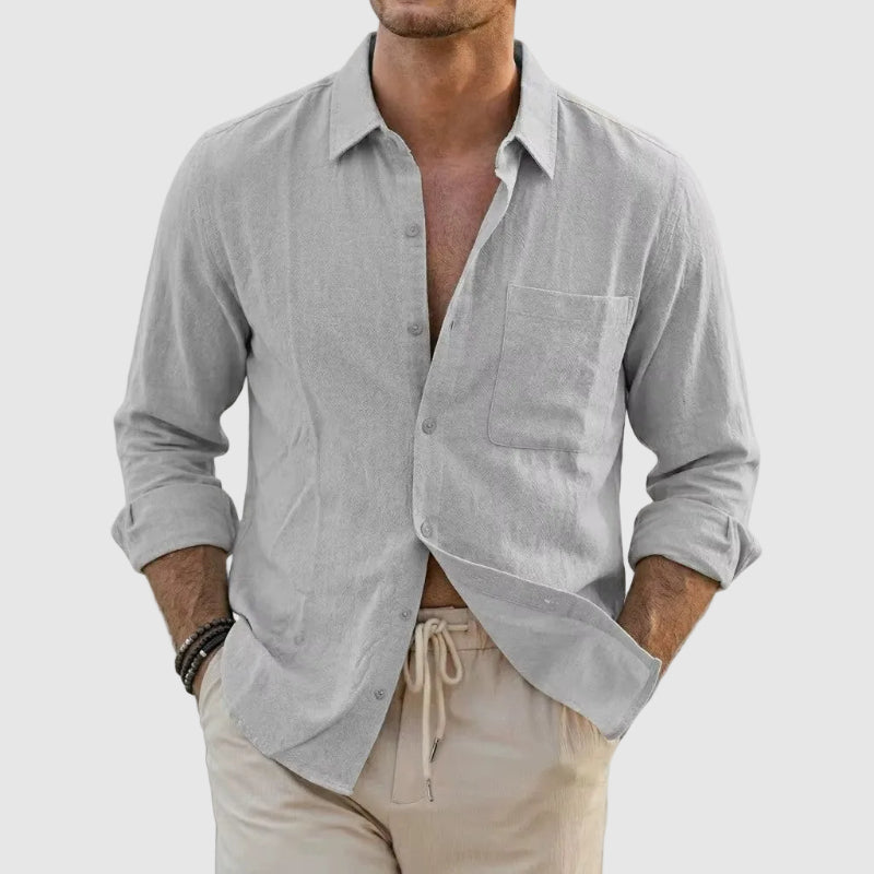 Camisa informal ligera de lino para hombre