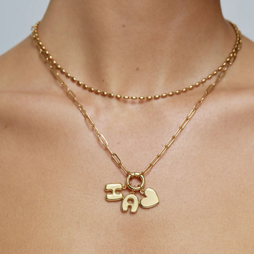 Bubble Heart Initial Necklace