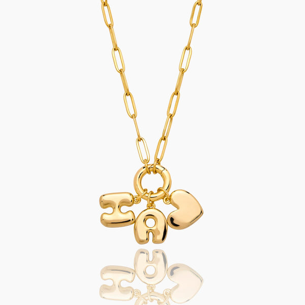 Bubble Heart Initial Necklace