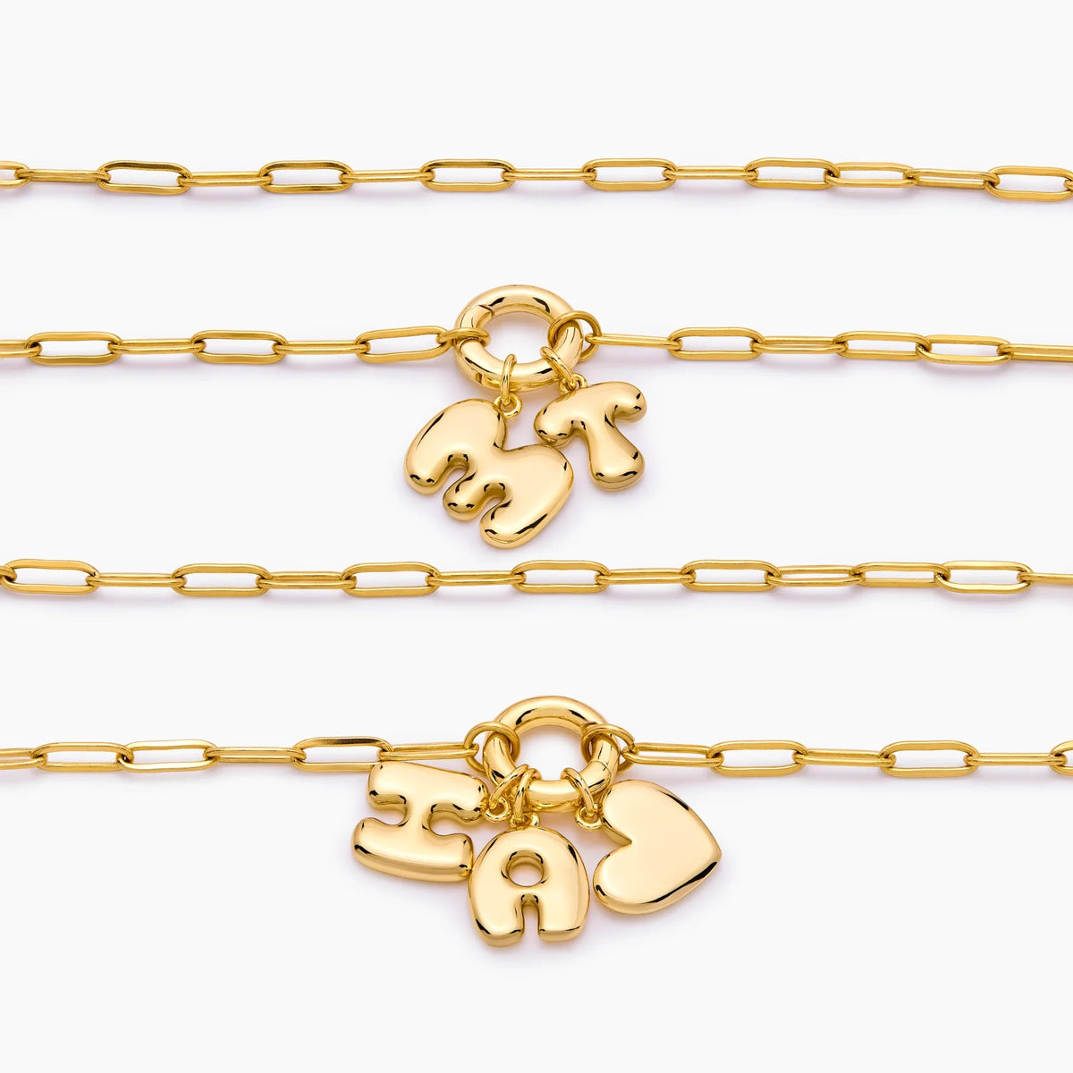 Bubble Heart Initial Necklace