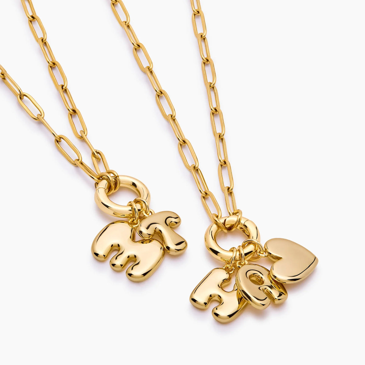Bubble Heart Initial Necklace