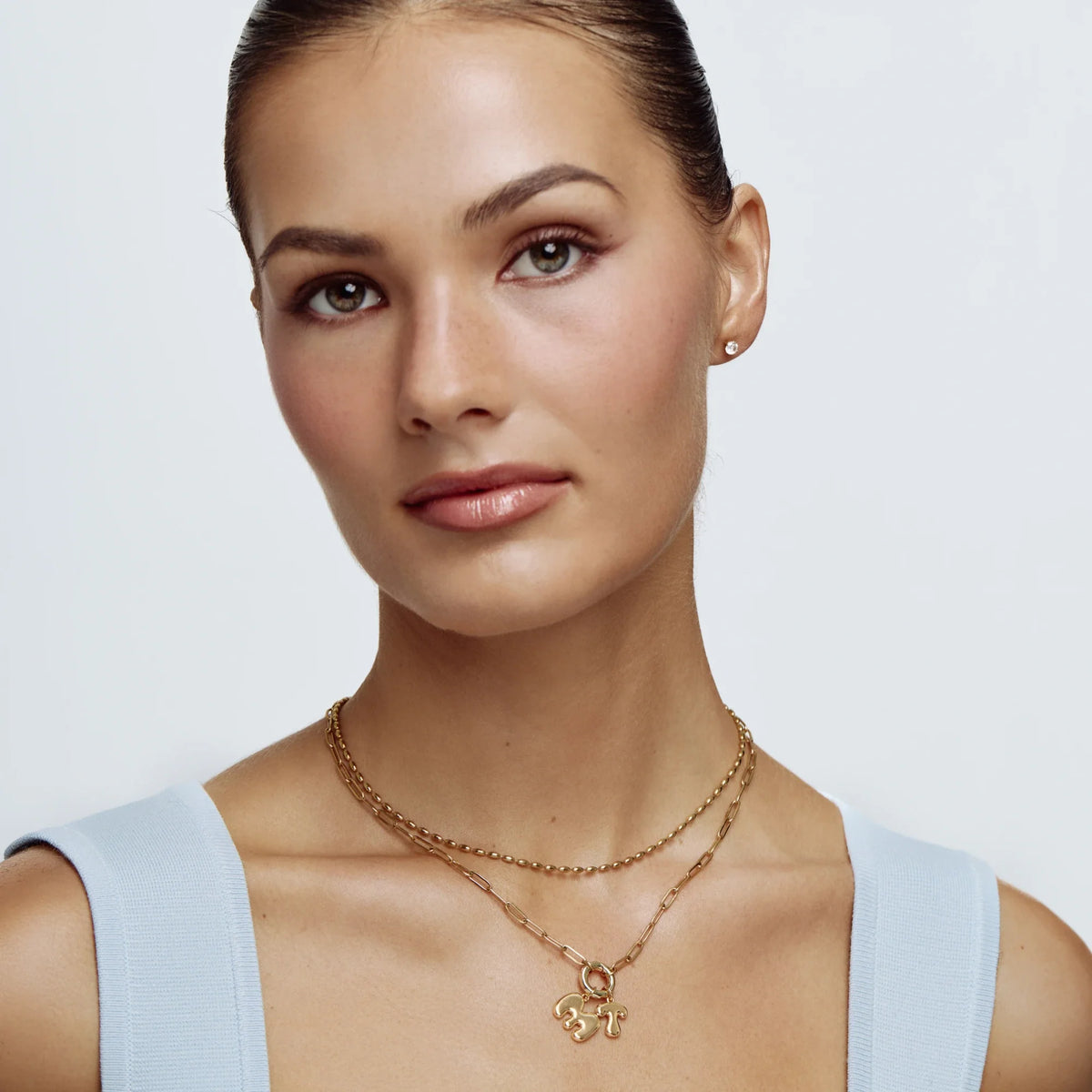Bubble Heart Initial Necklace