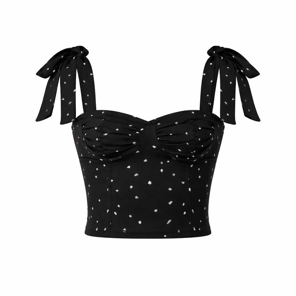 Camisa negra de lunares de tejido ligero para mujer
