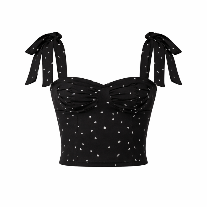 Camisa negra de lunares de tejido ligero para mujer