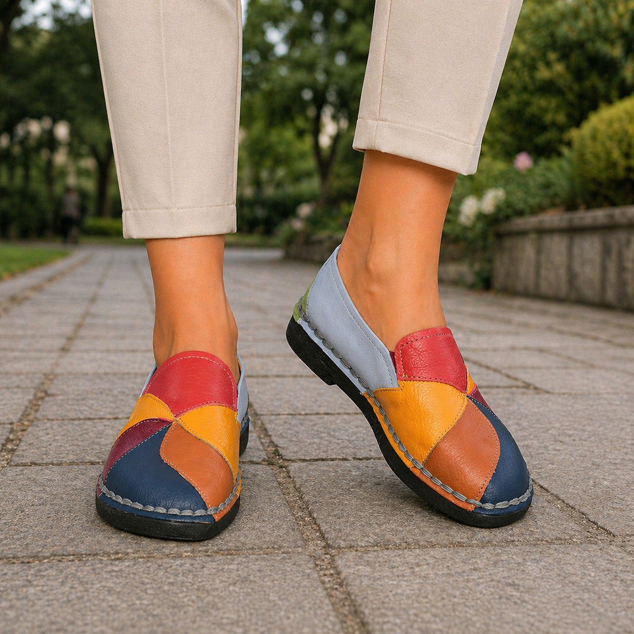 Zapatillas de casa ortopédicas anchas de tejido transpirable para mujer