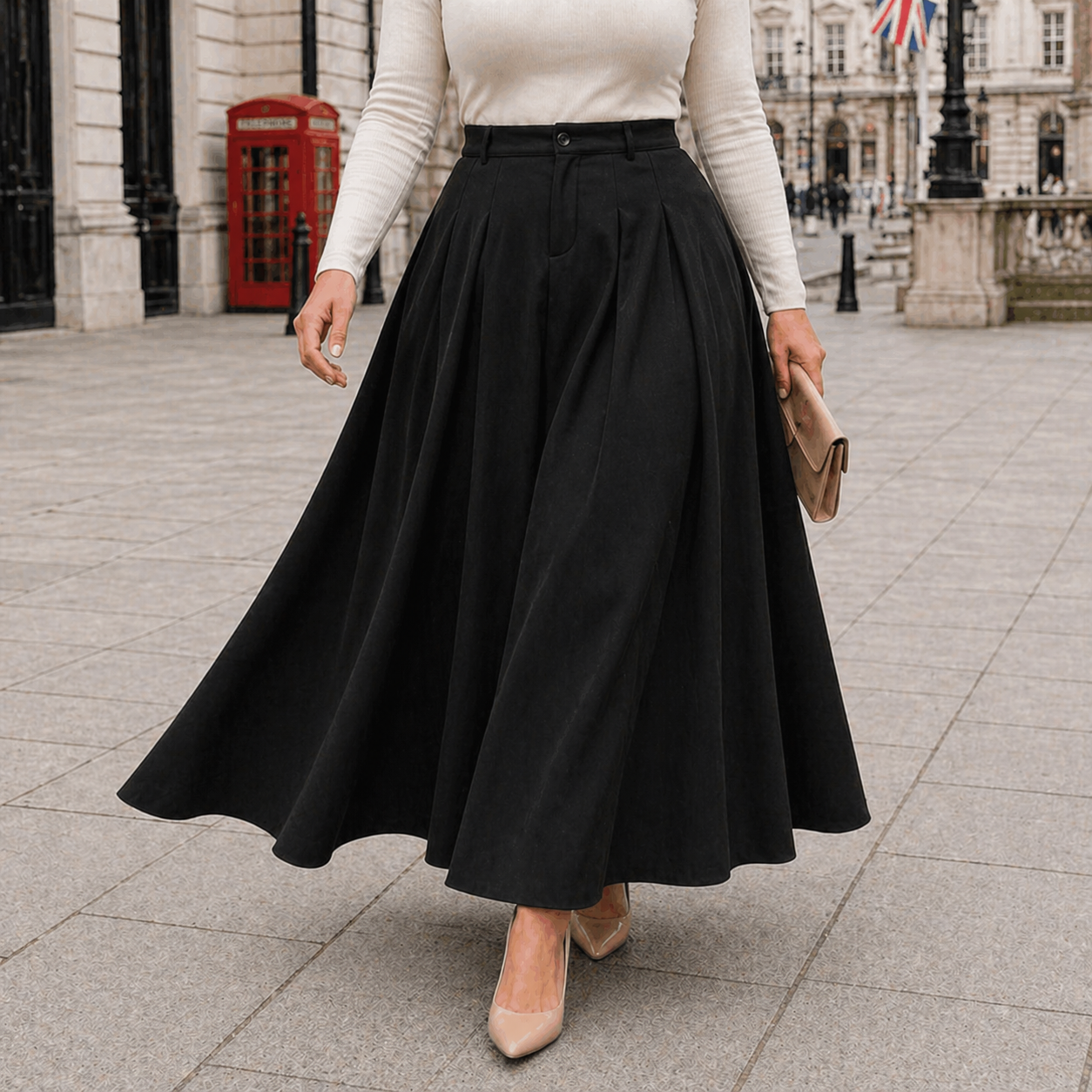 Falda maxi de corte en A de talle alto