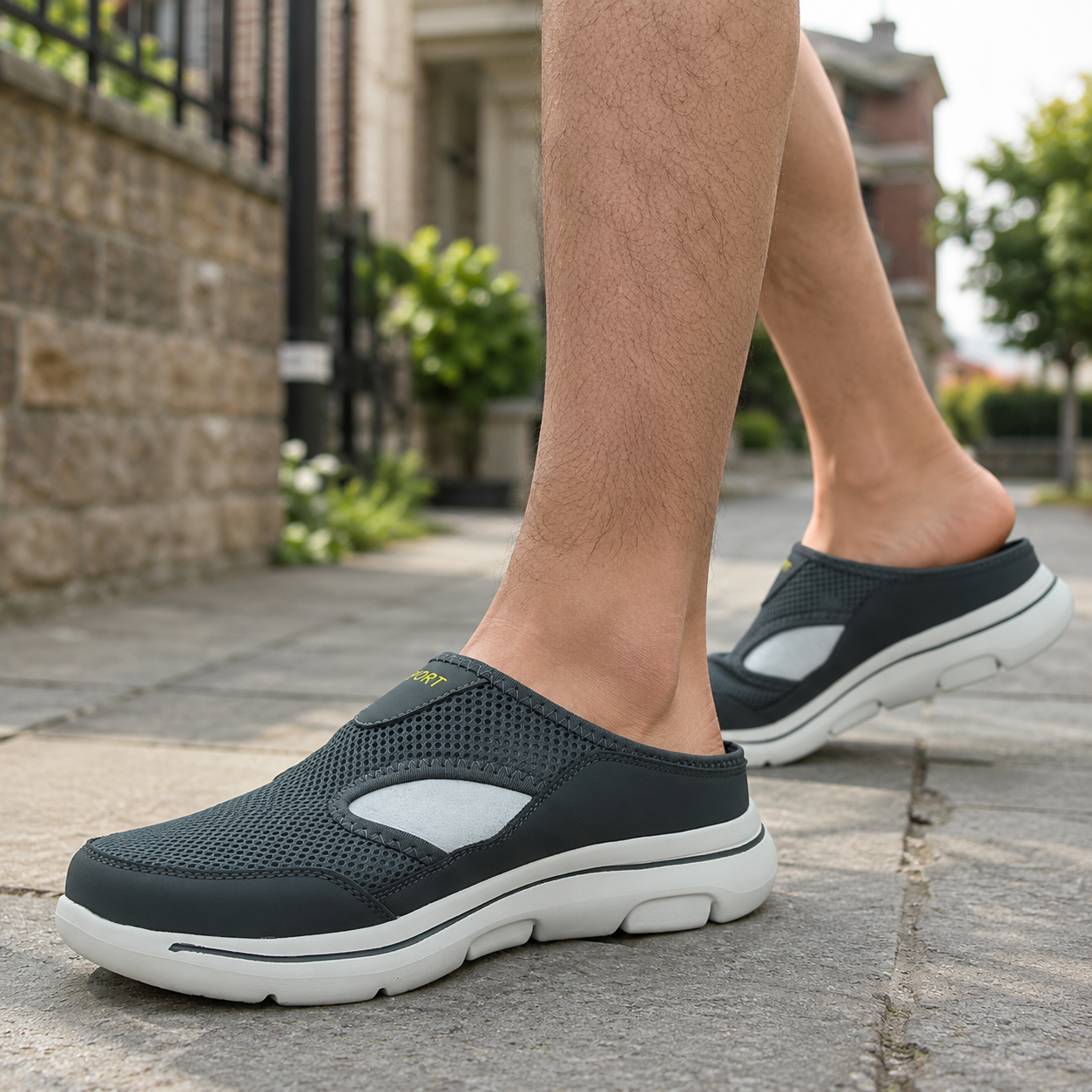Zapatillas de casa ortopédicas de malla para hombre