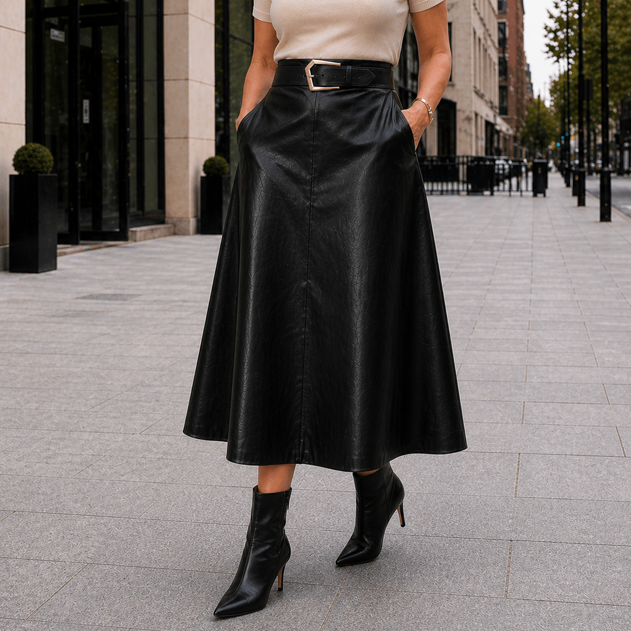 Falda maxi de talle alto de corte estándar para mujer