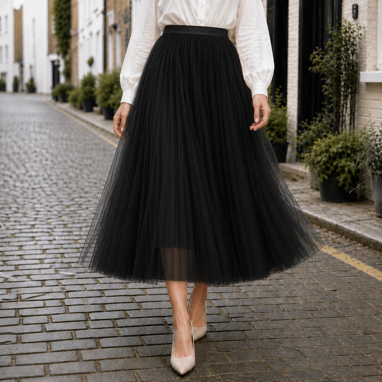 High-waisted | Falda midi