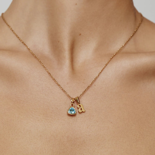 By Heart Initial & Birthstone Necklace
