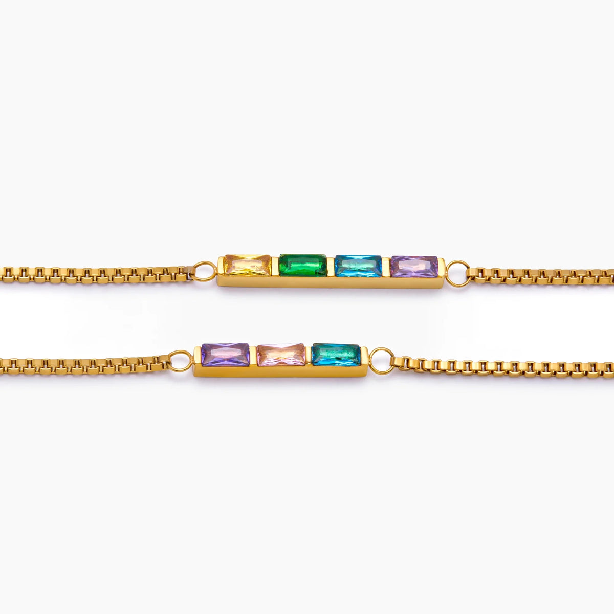 Dainty Baguette Birthstone Bracelet