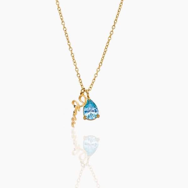 Dainty Name & Birthstone Charm Necklace
