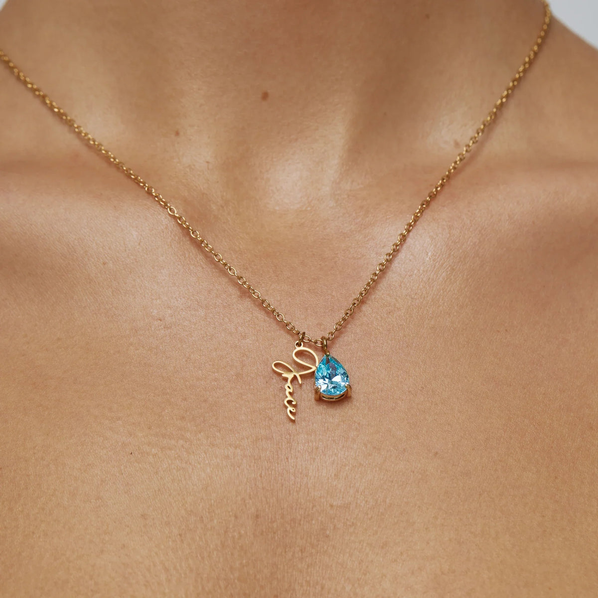 Dainty Name & Birthstone Charm Necklace