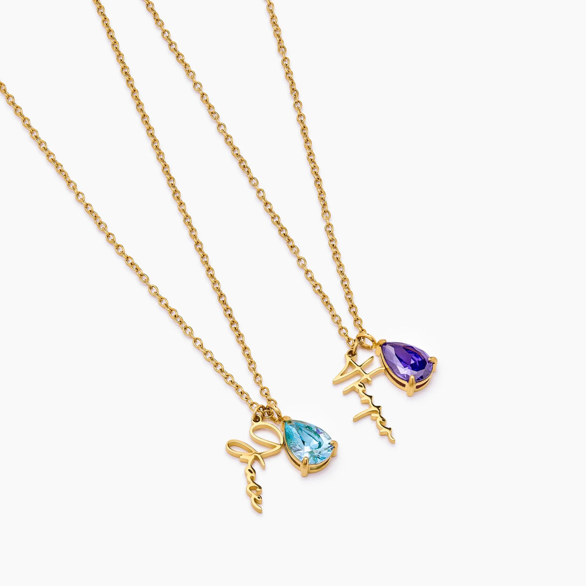 Dainty Name & Birthstone Charm Necklace