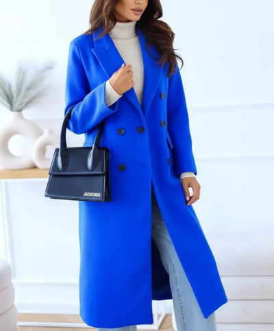 Elegant Women's Wool Blend Double-Breasted Long Coat for Winter 1