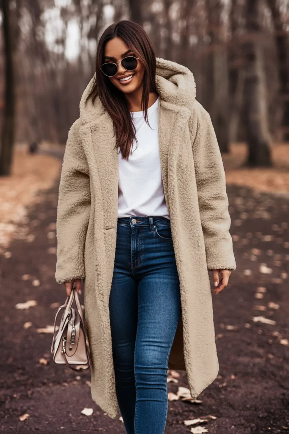 Hooded Teddy Coat for Women – Oversized Winter Coat with Pockets & Warmth 0