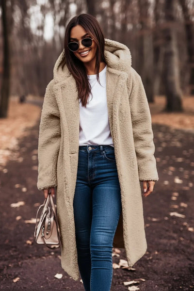 Hooded Teddy Coat for Women – Oversized Winter Coat with Pockets & Warmth 0