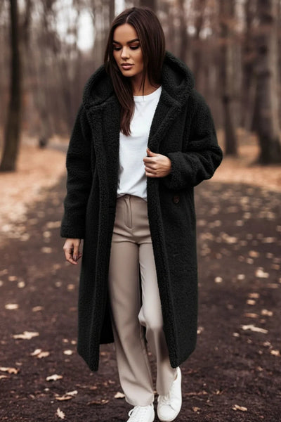 Hooded Teddy Coat for Women – Oversized Winter Coat with Pockets & Warmth 1