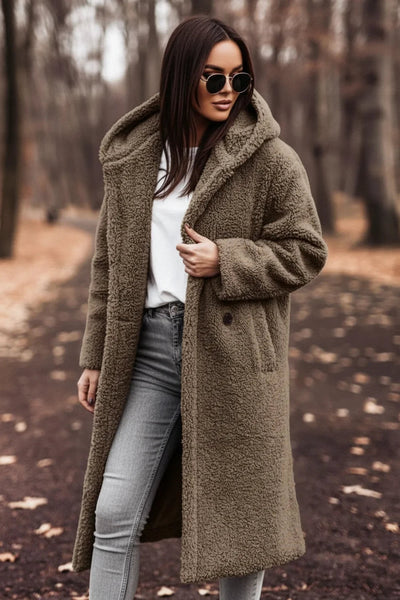 Hooded Teddy Coat for Women – Oversized Winter Coat with Pockets & Warmth 3