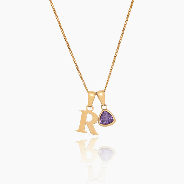 Initial Birthstone Charm Necklace