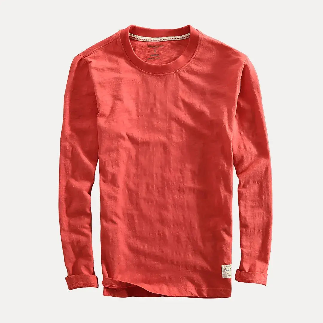 Camiseta de manga larga de corte relajado de algodón para hombre