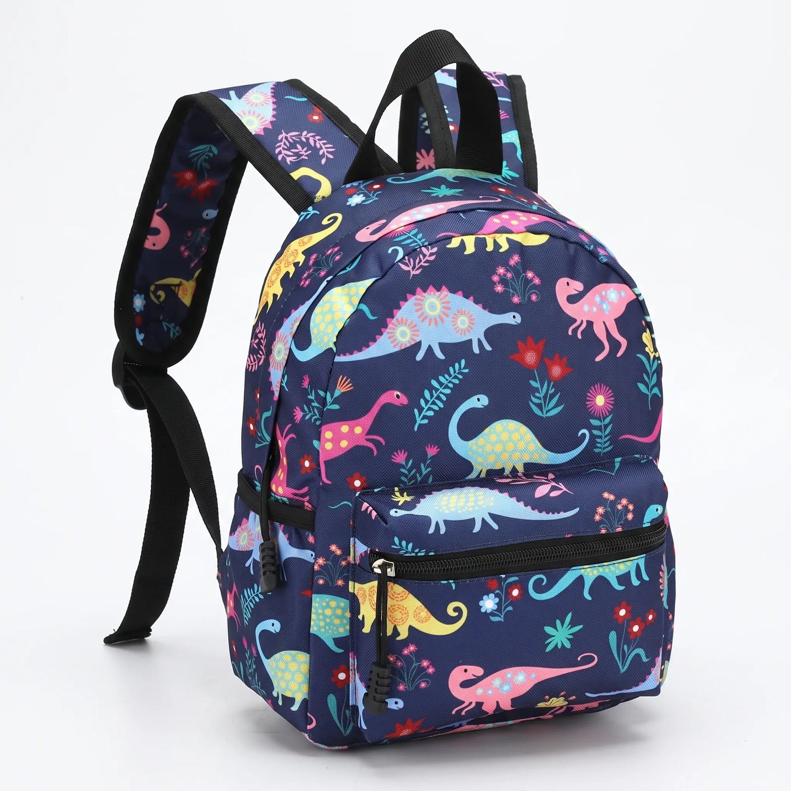 Mochila escolar azul estampada