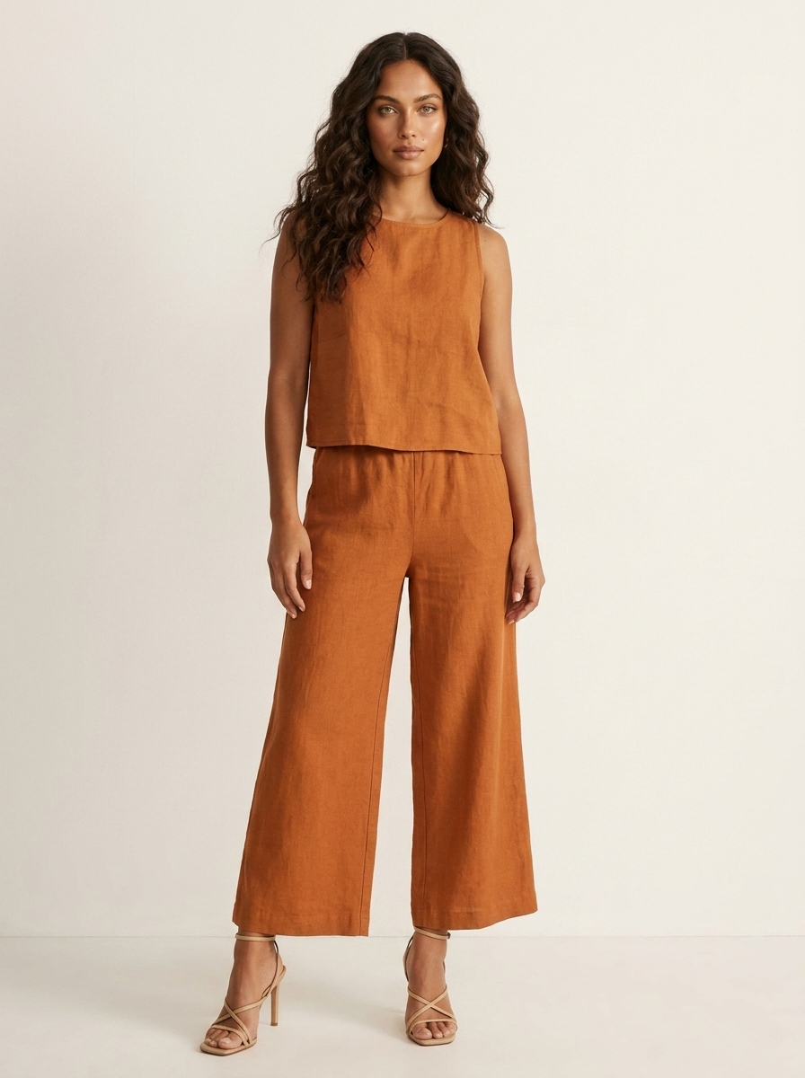 Pantalón sin mangas transpirable de lino para mujer