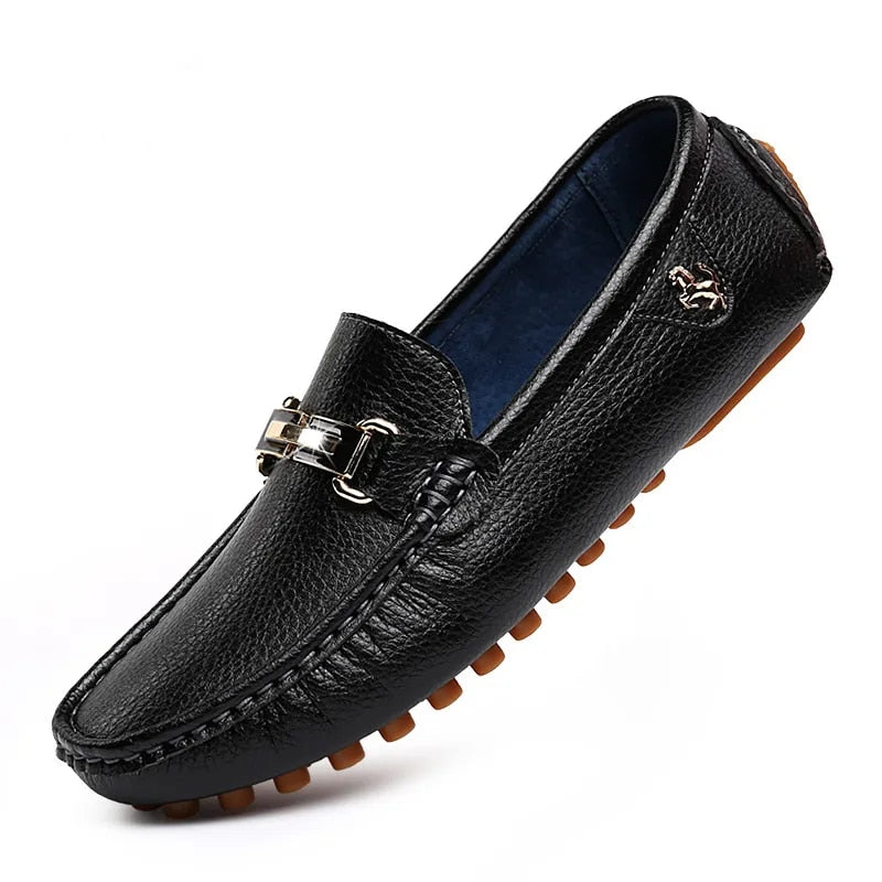 Mocasines con suela antideslizante de piel para hombre