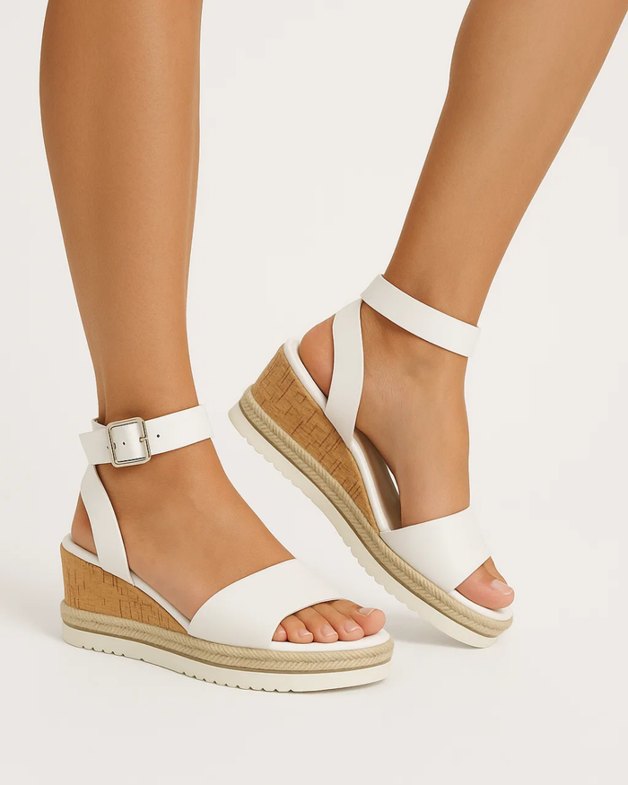 Sandalias de cuña de punta abierta para mujer