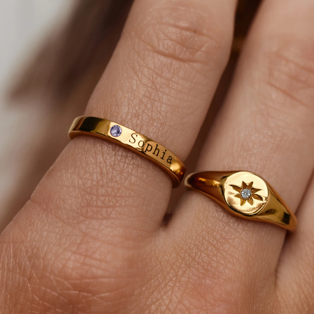 Stackable Birthstone Name Ring