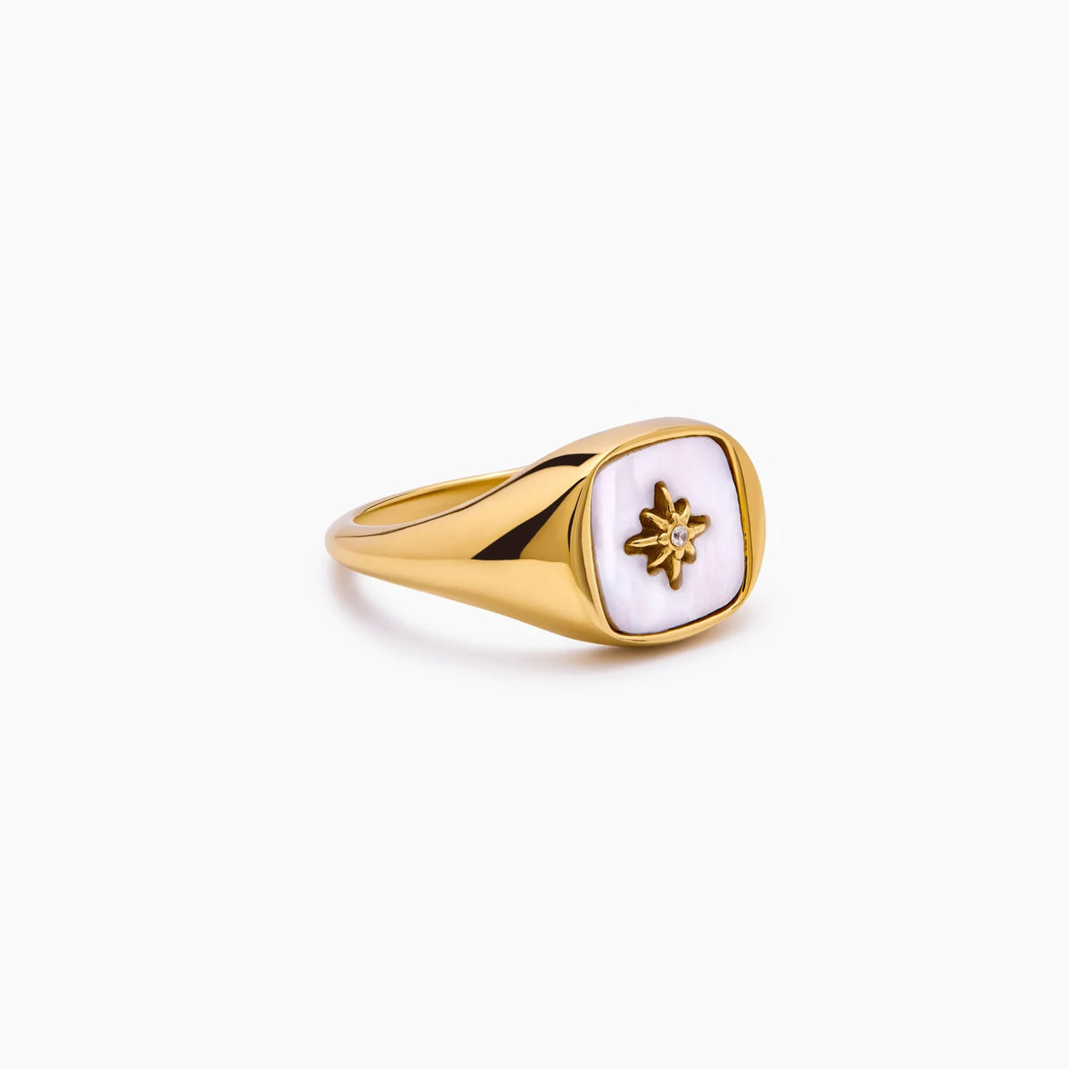 Mother of Pearl Star Signet Ring