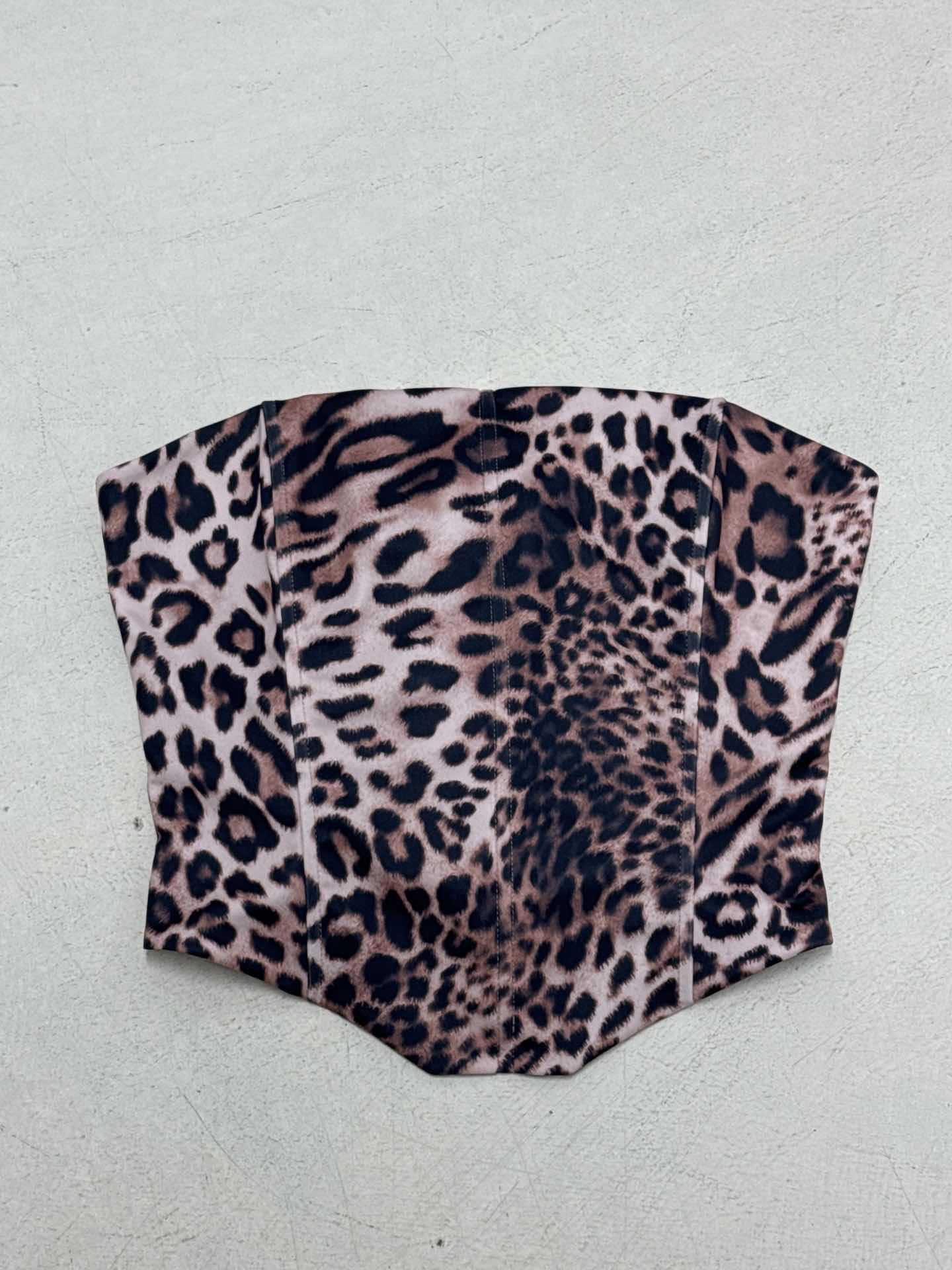 Top de corsé palabra de honor de estampado de leopardo para mujer