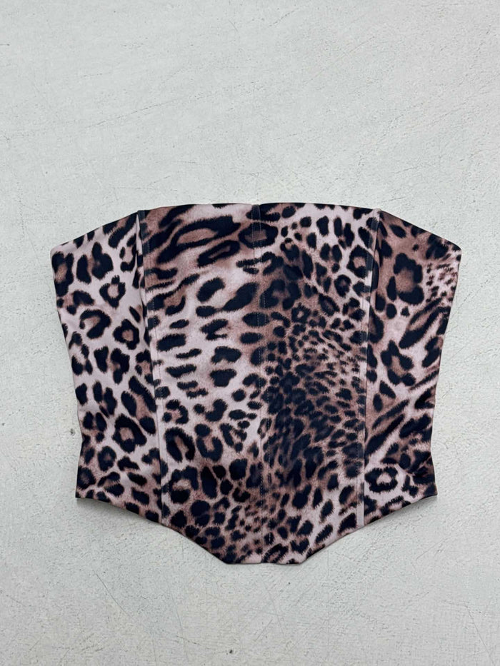 Top de corsé palabra de honor de estampado de leopardo para mujer