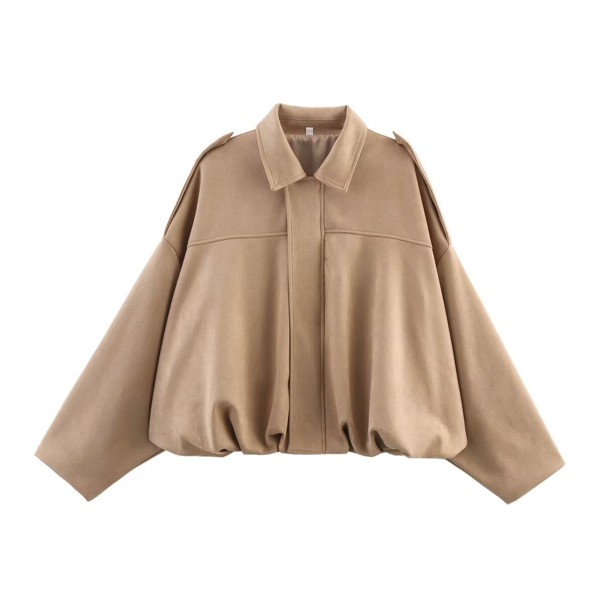 Bomber oversize crema marrón para mujer
