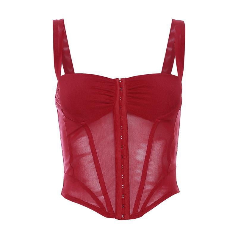 Top de corsé de malla para mujer