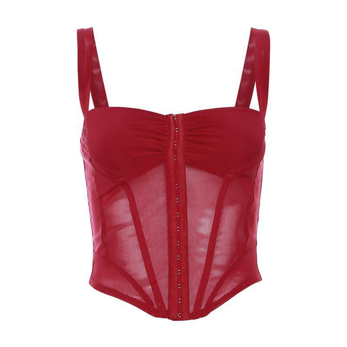 Top de corsé de malla para mujer