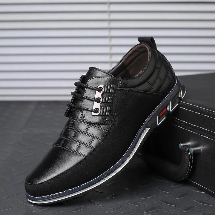 Zapatos ortopédicos sin cordones negros de piel para hombre