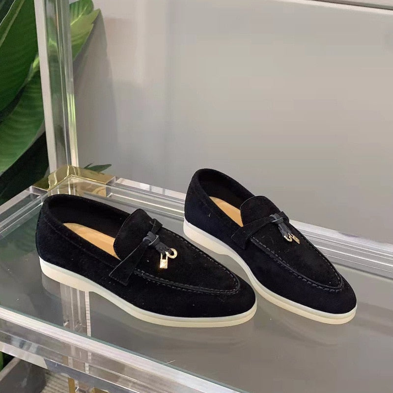 Mocasines clásicos de uso diario de terciopelo para mujer