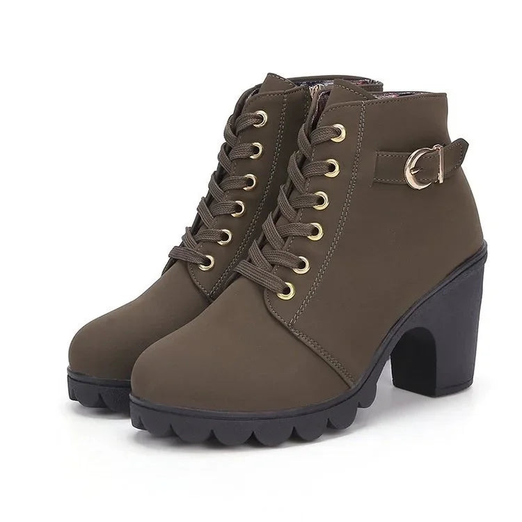 Botines con cordones cómodos de piel para mujer