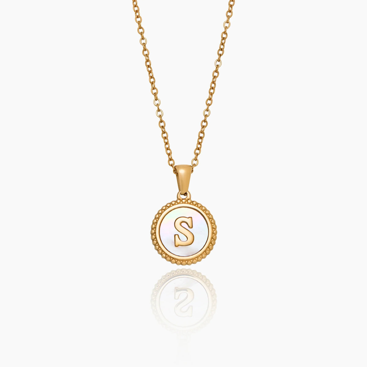 Mother Of Pearl Initial Pendant Necklace