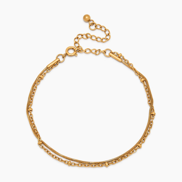 Beaded & Snake Chain Layered Bracelet