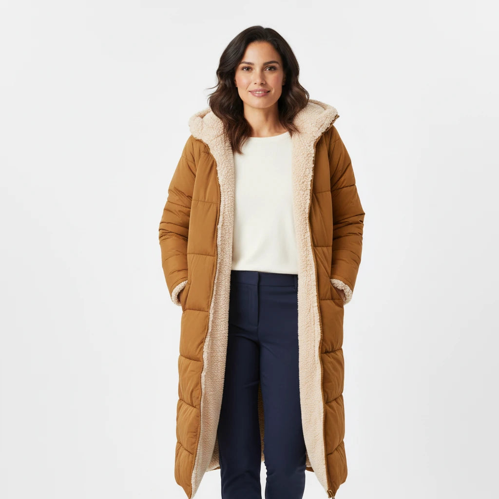 Stylish Black Puffer Jacket for Women – Warm Hooded Winter Coat 0