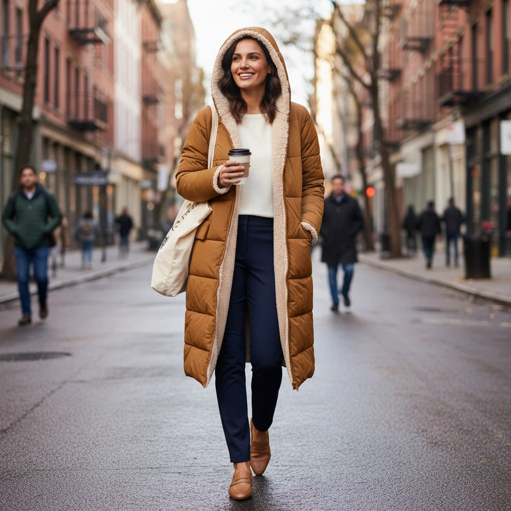 Stylish Black Puffer Jacket for Women – Warm Hooded Winter Coat 2