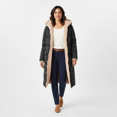 Stylish Black Puffer Jacket for Women – Warm Hooded Winter Coat 4