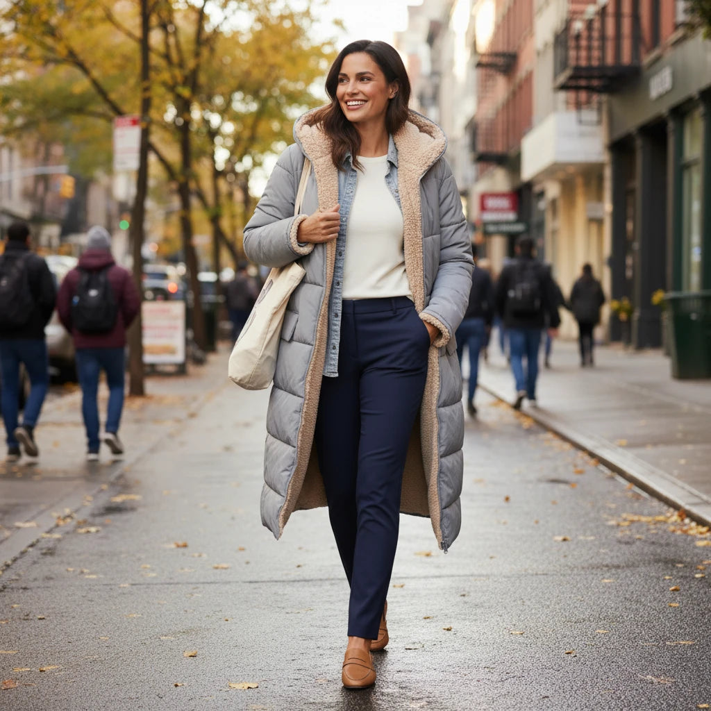 Stylish Black Puffer Jacket for Women – Warm Hooded Winter Coat 8