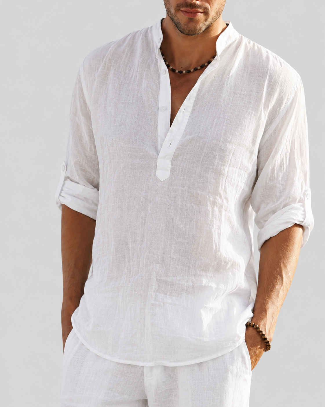 Camisa de vestir de corte holgado de manga larga para hombre