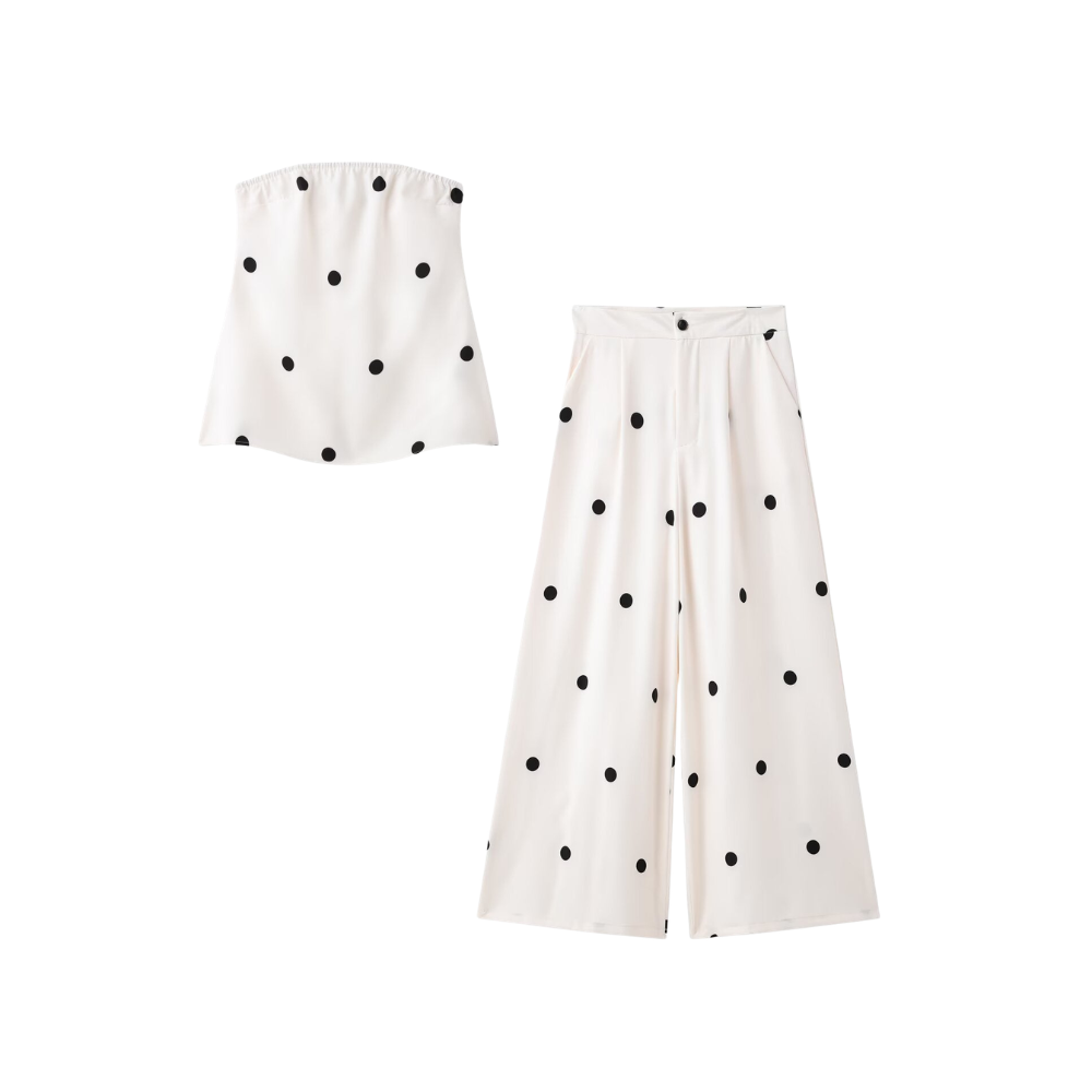 Conjunto de dos piezas con estilo de lunares para mujer