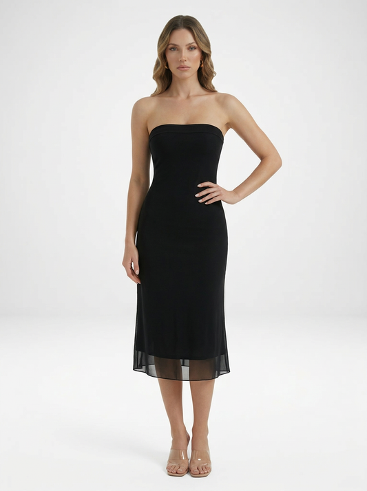 Strapless Bodycon Midi Cocktail Dress