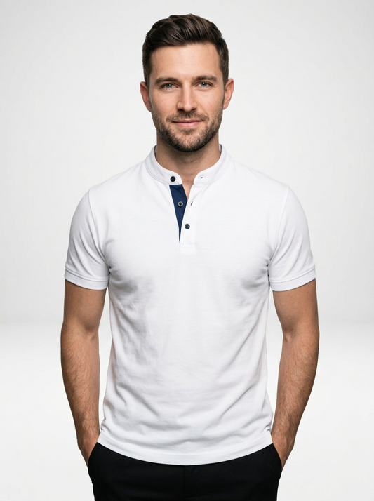 Men’s Stand Collar Short Sleeve Casual Polo Shirt