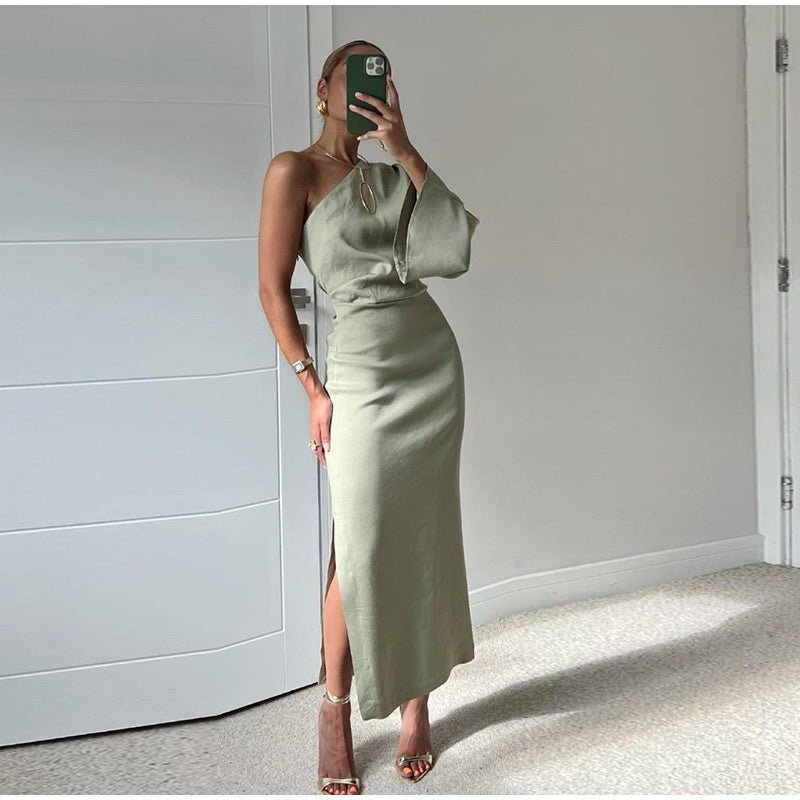 Alessandra | Vestido midi drapeado